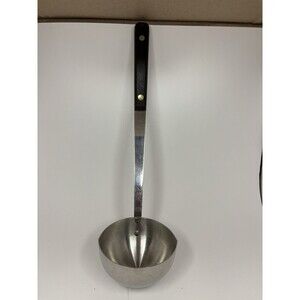 Vintage Ekco Stainless Vanadium Soup Ladle Double Pour Spout Black Handle USA